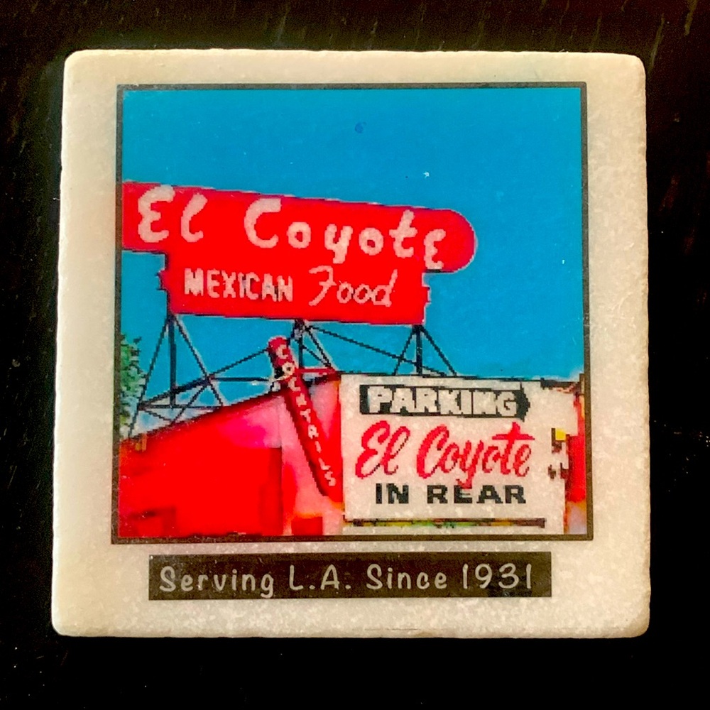 Set of 2 marble coasters
notoriously famous El Coyote Cafe in Hollywood.